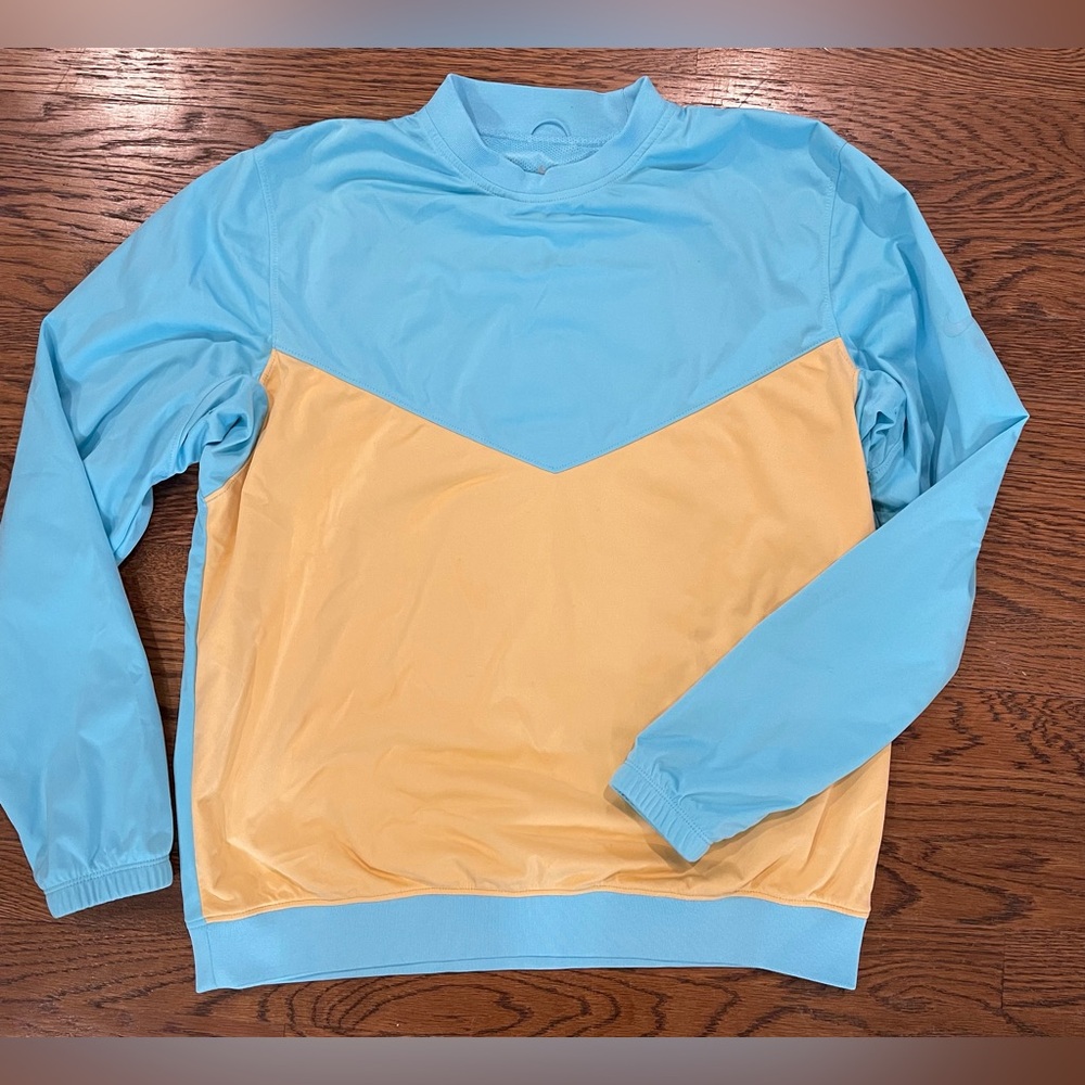 Nike Shield Victory Golf Men's Pullover Crew Shirt Blue Yellow Medium Ice Cream